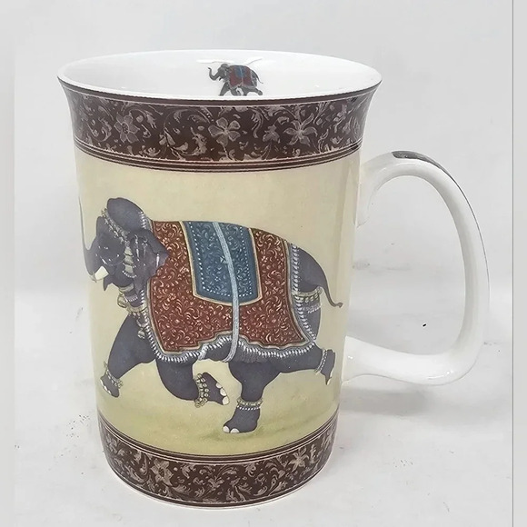 Ashdene Australia Indian Elephant Bone China Mug NIB Elephant Lover 🩷🖤 - Picture 6 of 11